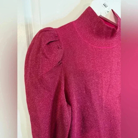 Alice & Olivia Women’s Pink Issa Turtleneck Puff Sleeve Dress - Size Medium - Picture 3 of 10